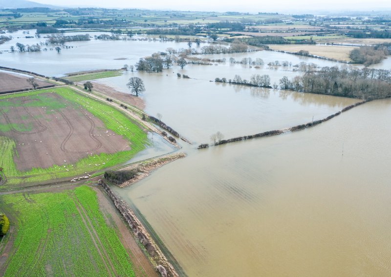 Campi alluvionati ricoperti di acqua e fango